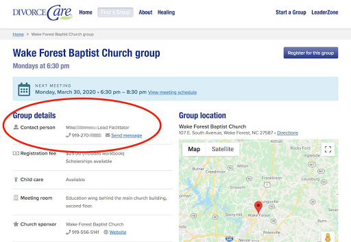 Group detail page